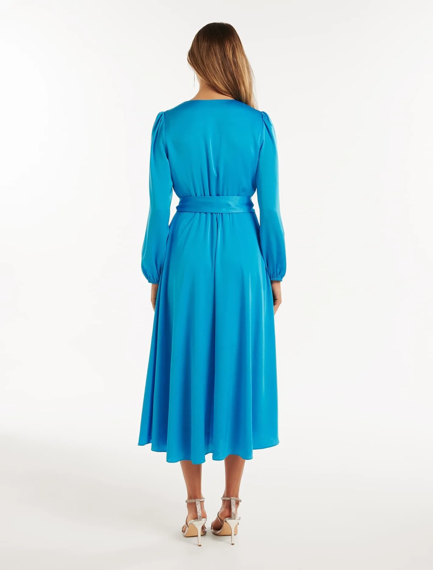 Marilyn Satin Wrap Midi Dress