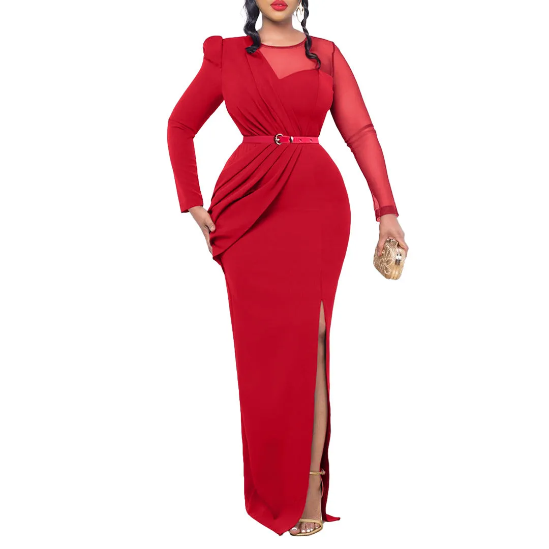 MB FASHION PLEATED CREW NECK MAXI DRESS MB8513 PRE-ORDER