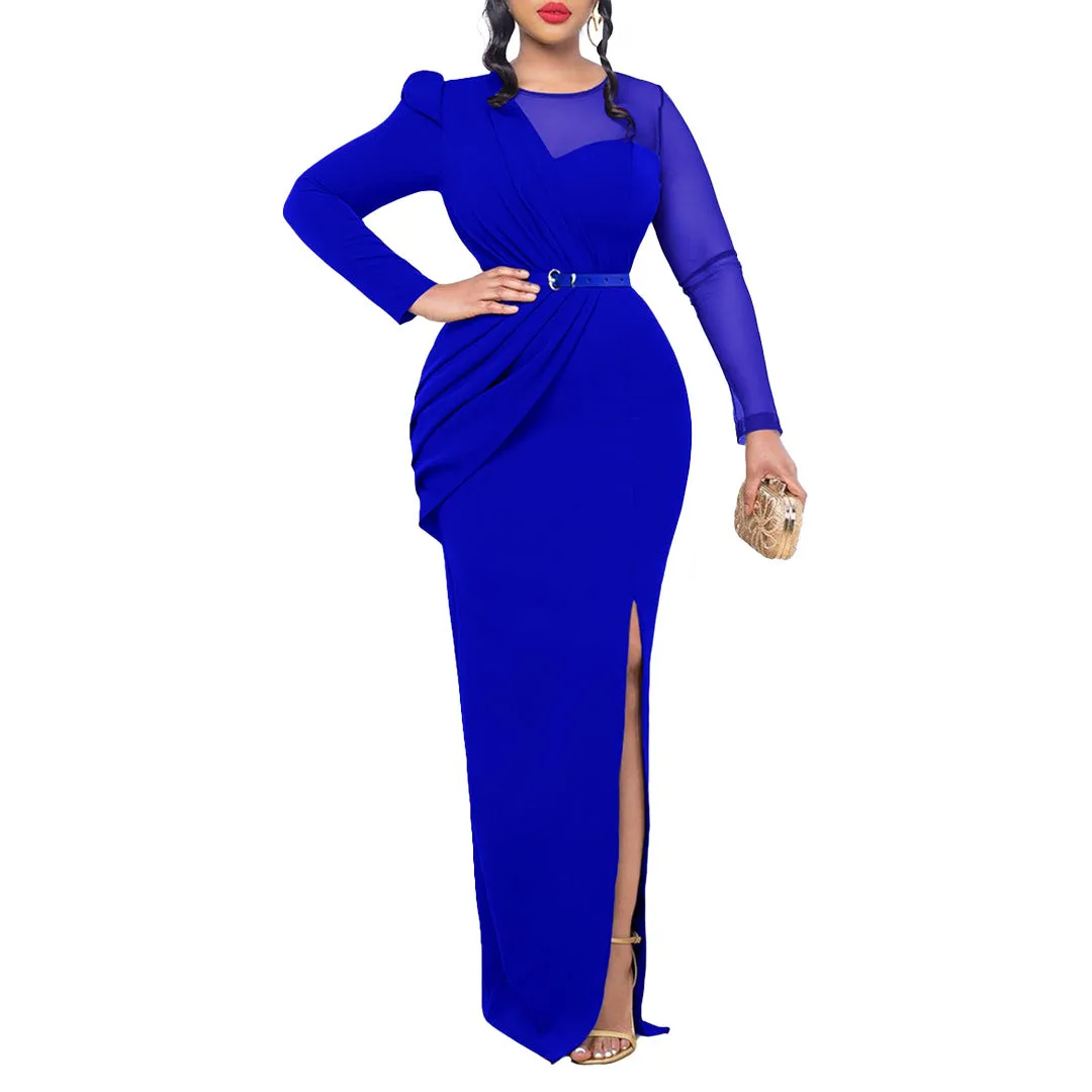 MB FASHION PLEATED CREW NECK MAXI DRESS MB8513 PRE-ORDER