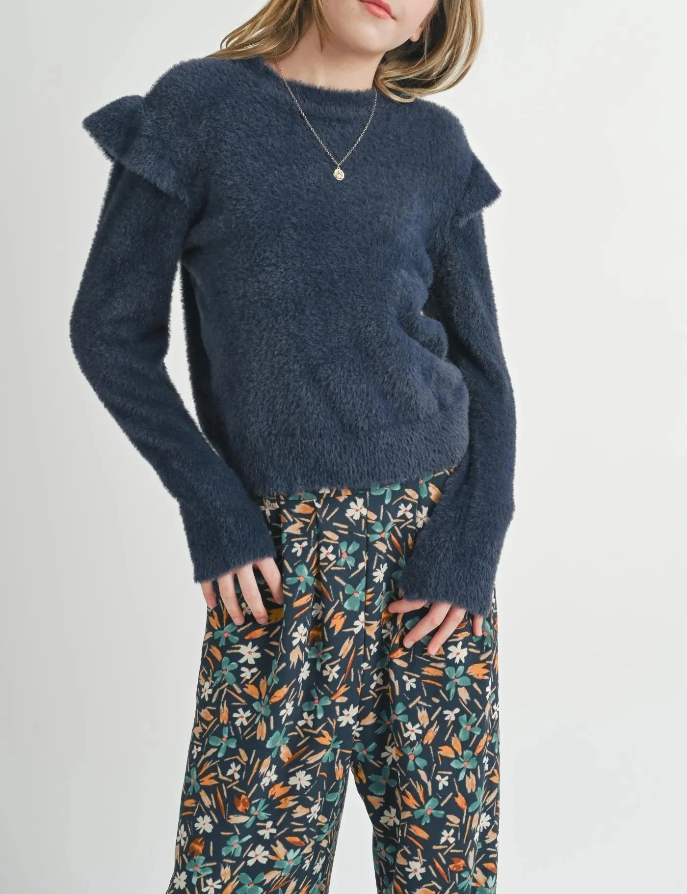 Midnight Abigail Ruffle Trim Sweater