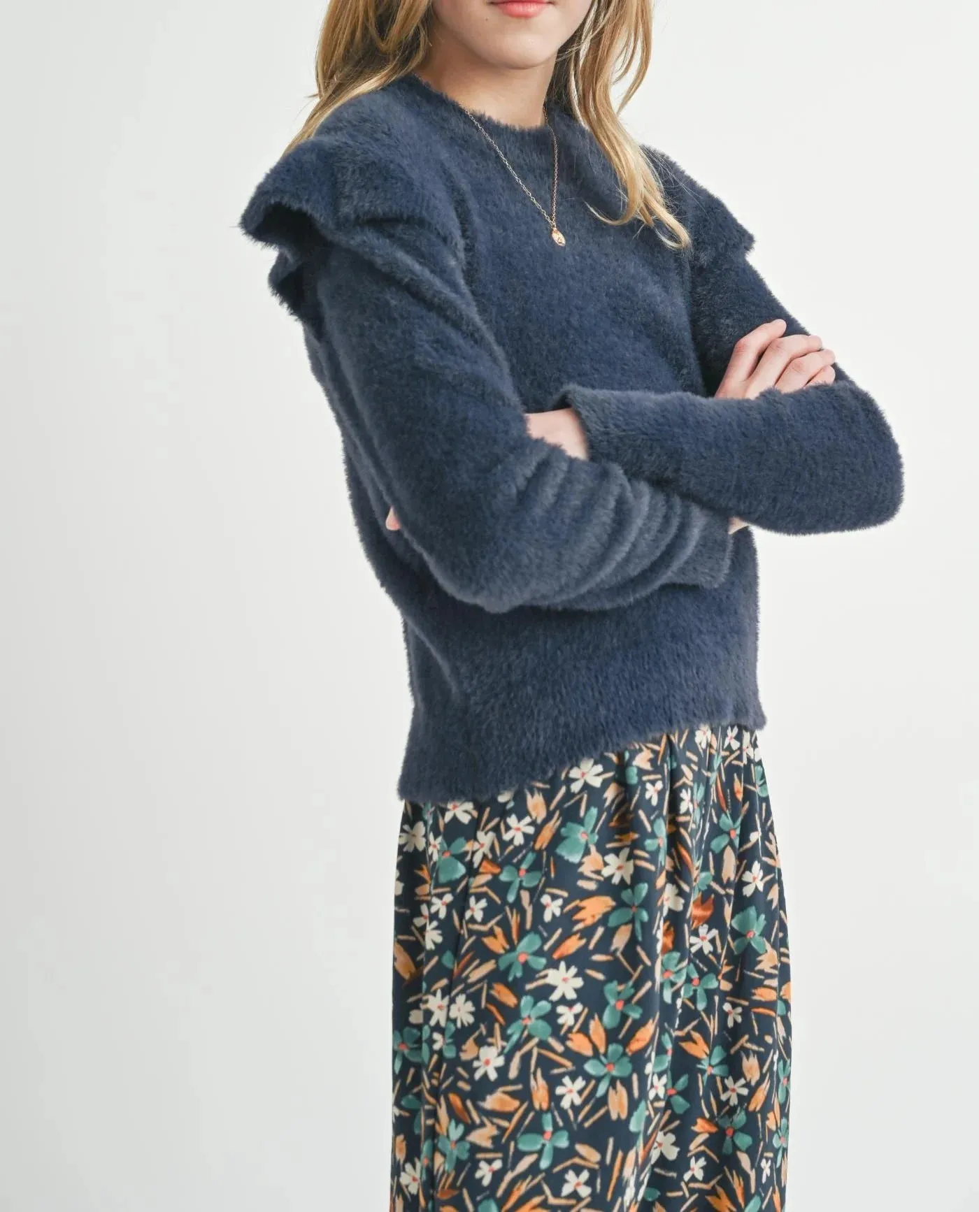 Midnight Abigail Ruffle Trim Sweater