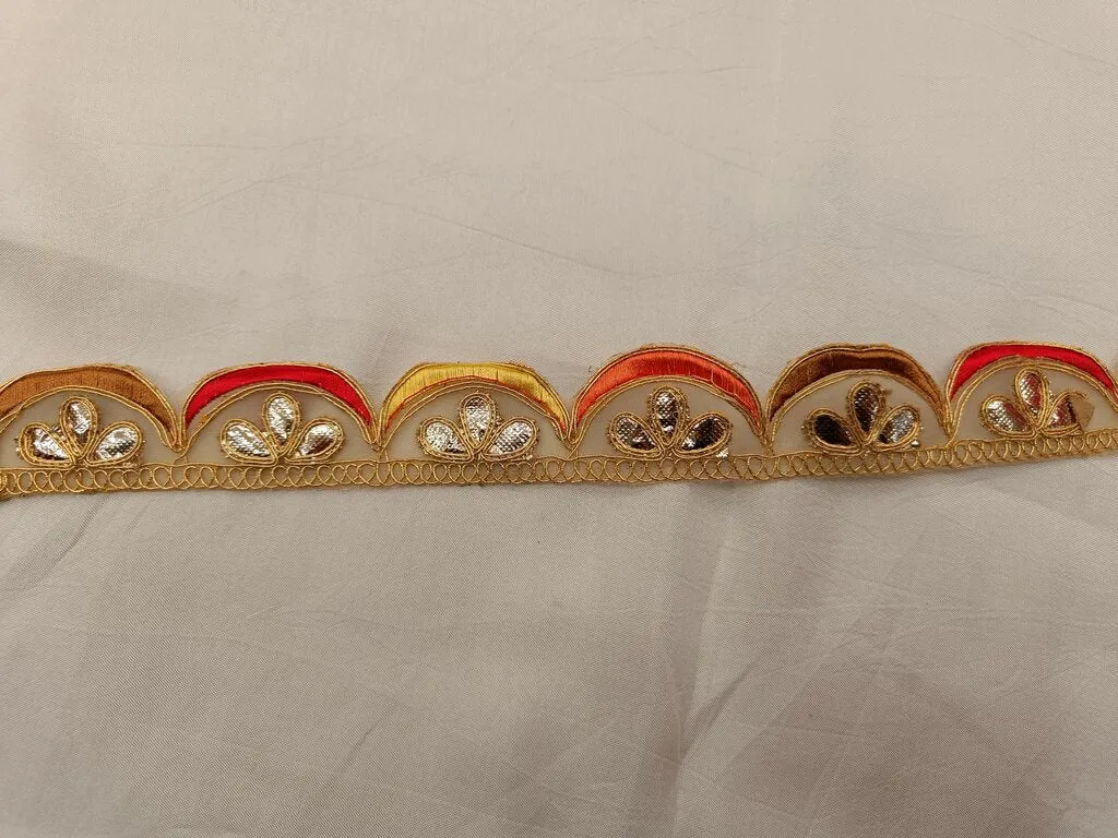 Multicolor Resham and Gota Chord Embroidered Border