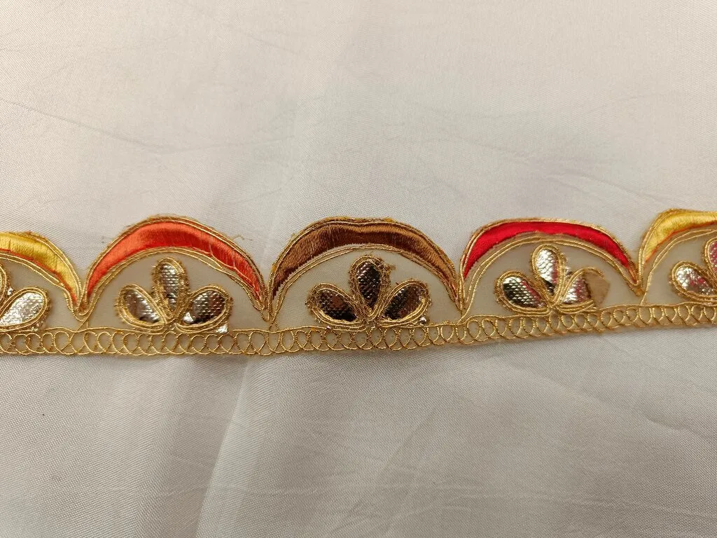 Multicolor Resham and Gota Chord Embroidered Border