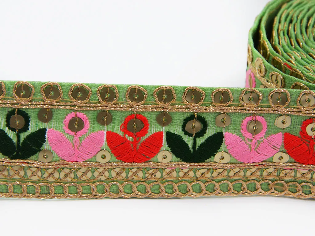 Multicolor Thread Embroidered Border