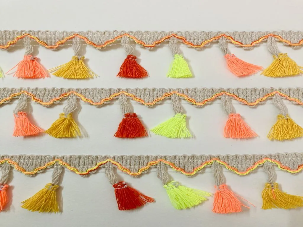 Multicolour Thread Work Tassel Lace