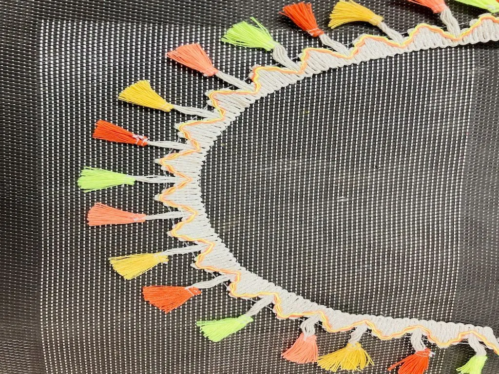 Multicolour Thread Work Tassel Lace