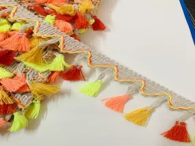 Multicolour Thread Work Tassel Lace