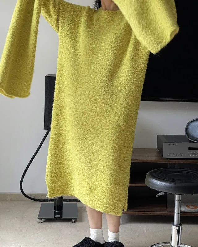 New Winter Slouchy Wool Loop Loose Warm Sweater Dress