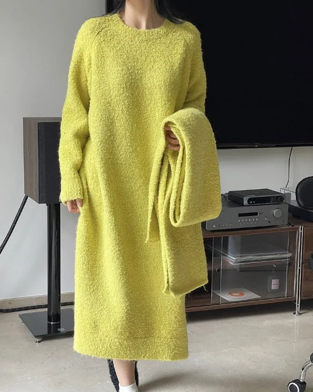 New Winter Slouchy Wool Loop Loose Warm Sweater Dress