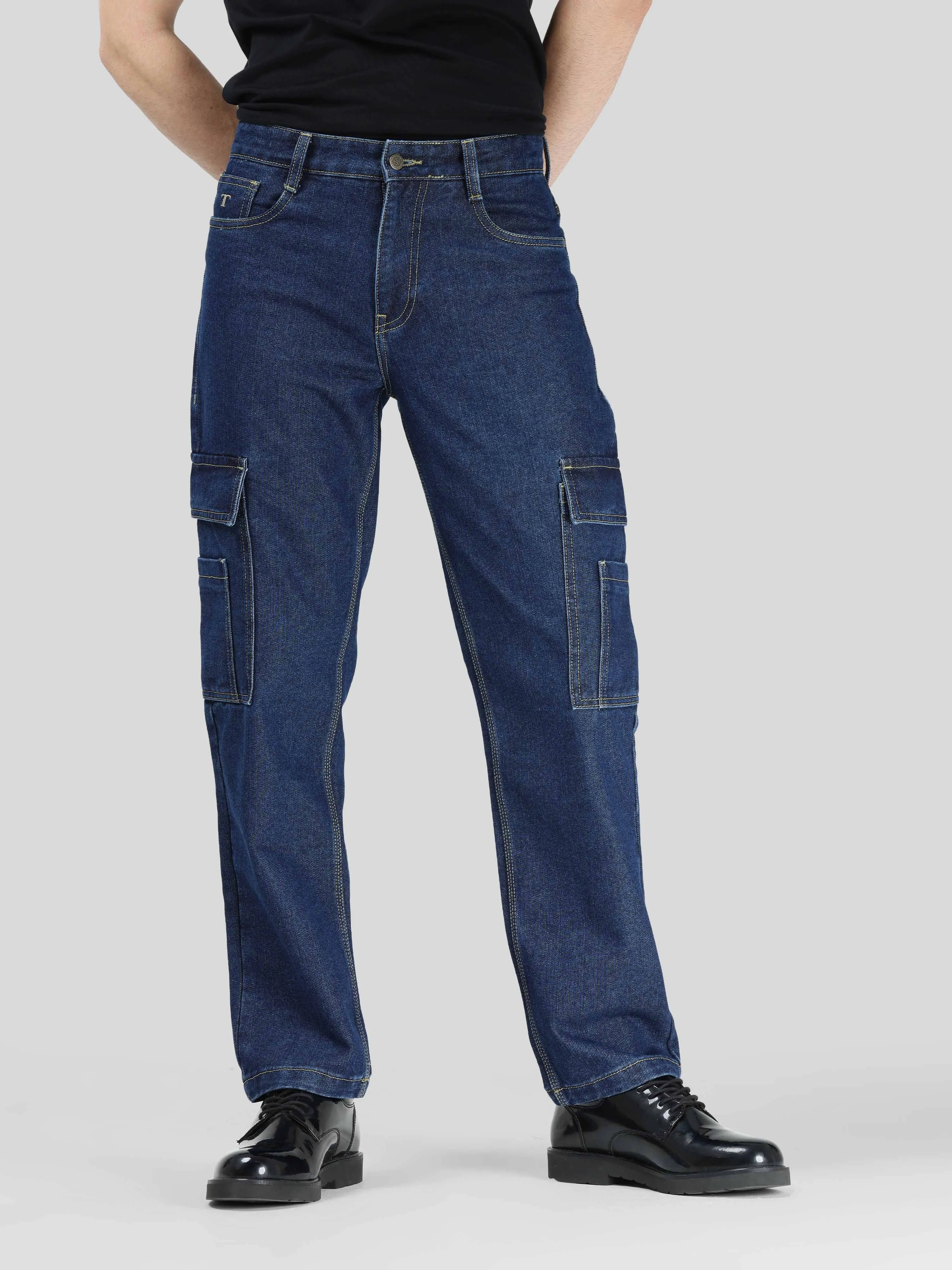 Nile Blue Relaxed Fit Denim Cargo