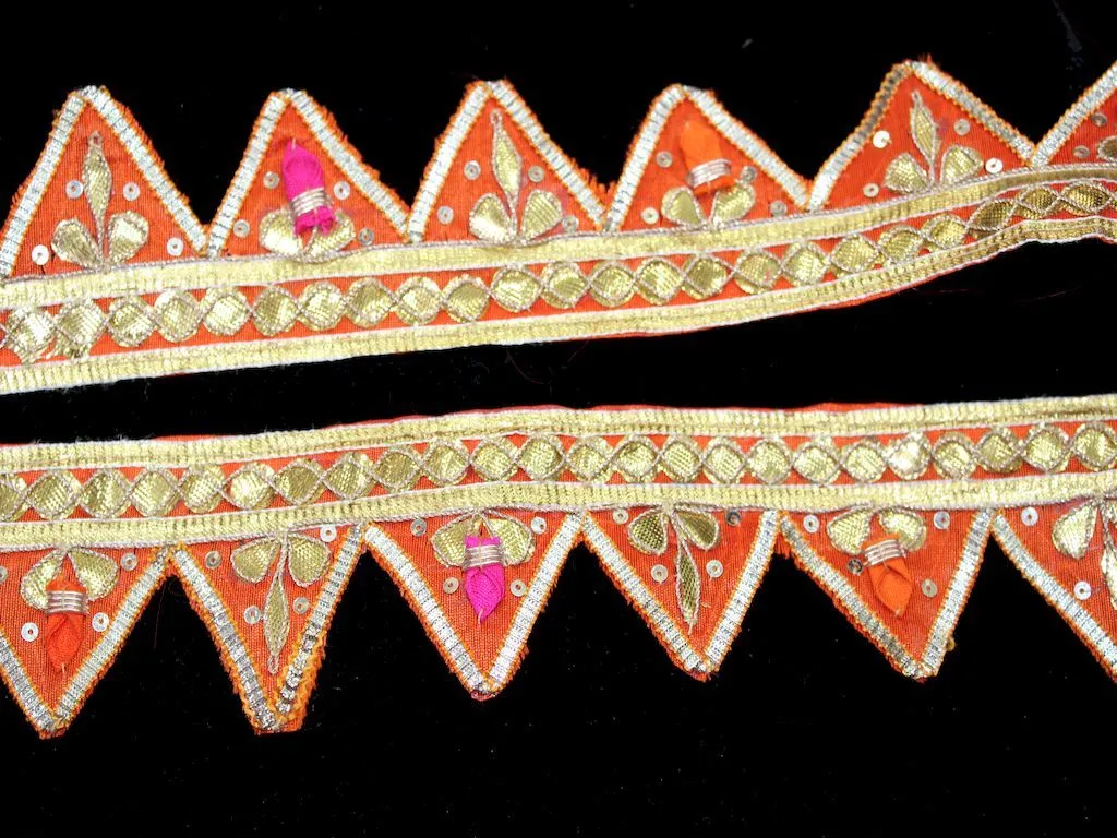 Orange Triangle Gota Work Embroidered Border