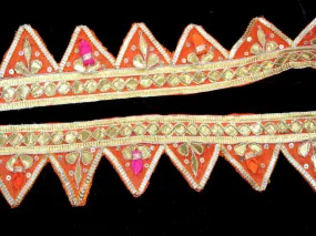 Orange Triangle Gota Work Embroidered Border