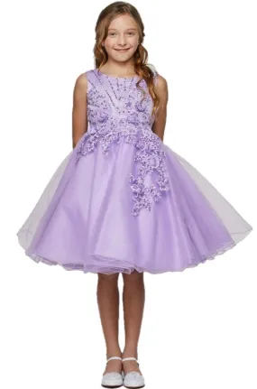 Pearl Beaded Floral Glitter Tulle Party Dress by Cinderella Couture USA AS9022