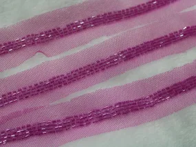 Pink Cutdana Beads Handwork Embroidered Border