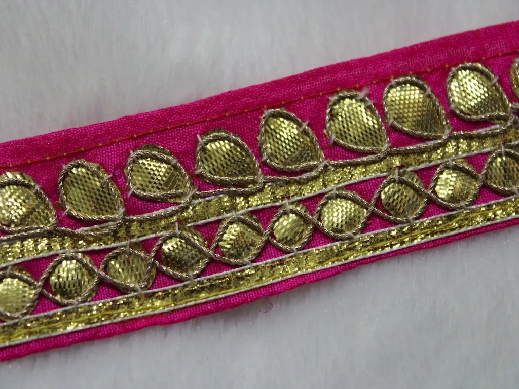 Pink Designer Gota Work Embroidered Border