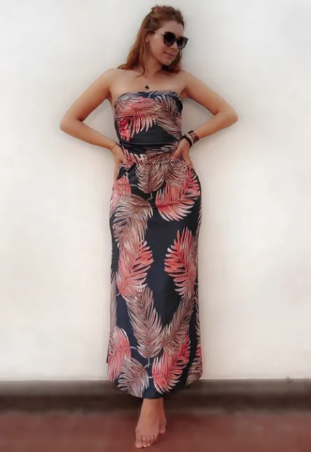 Plus Size Off-the-shoulder Floral Print Maxi Dress