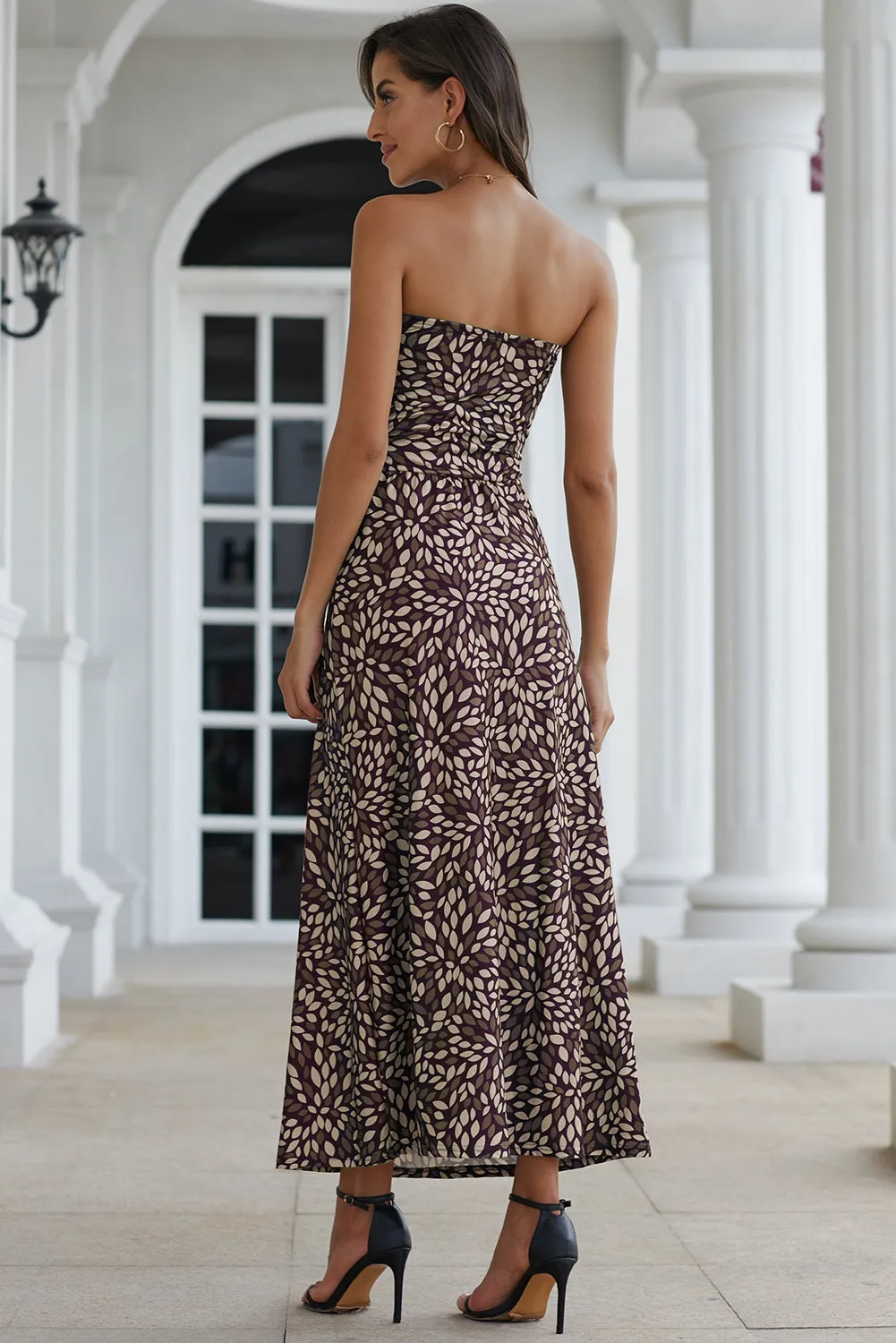 Plus Size Off-the-shoulder Floral Print Maxi Dress
