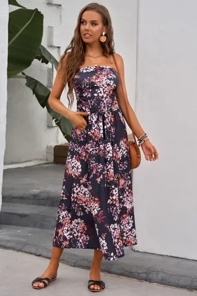 Plus Size Off-the-shoulder Floral Print Maxi Dress