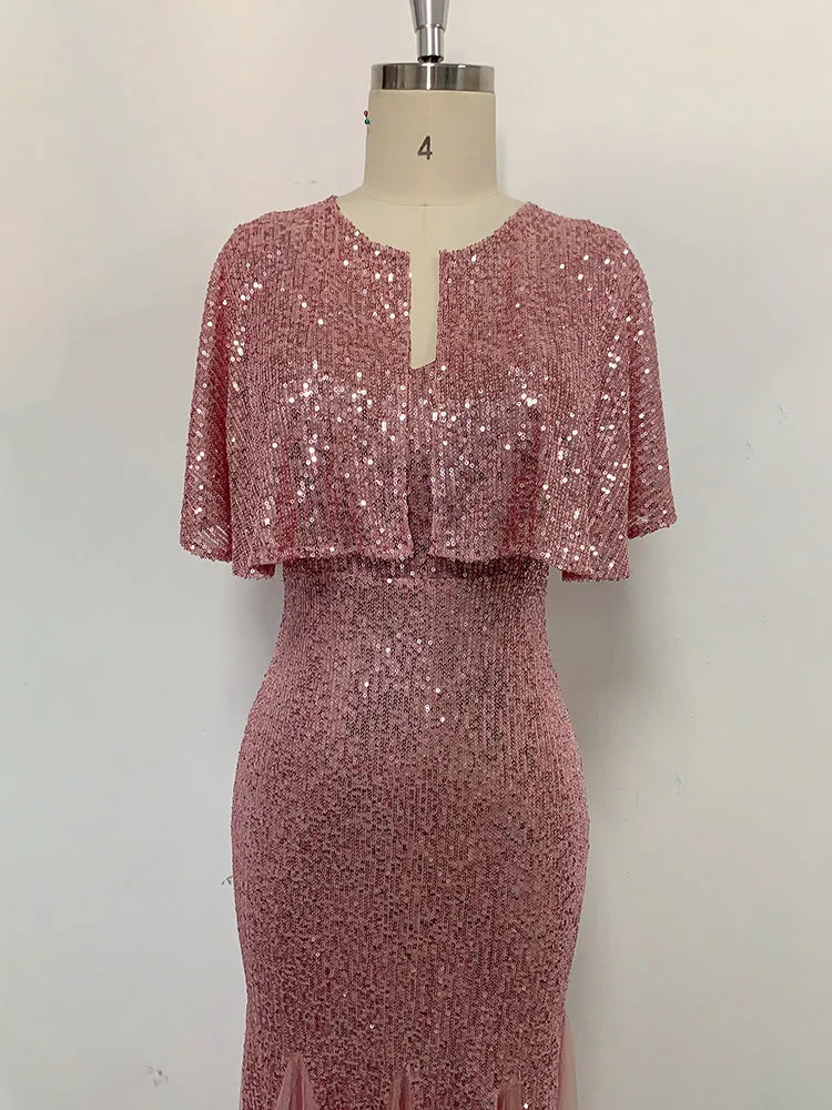 Plus Size V Neck Mermaid Burgundy Long Formal Prom Party Gown Sequins Sleeveless Evening Cocktail Dress