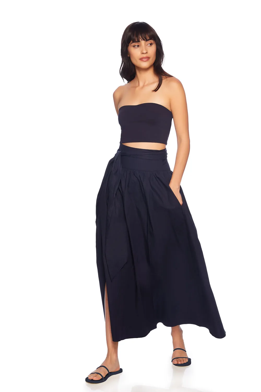 poplin wrap skirt