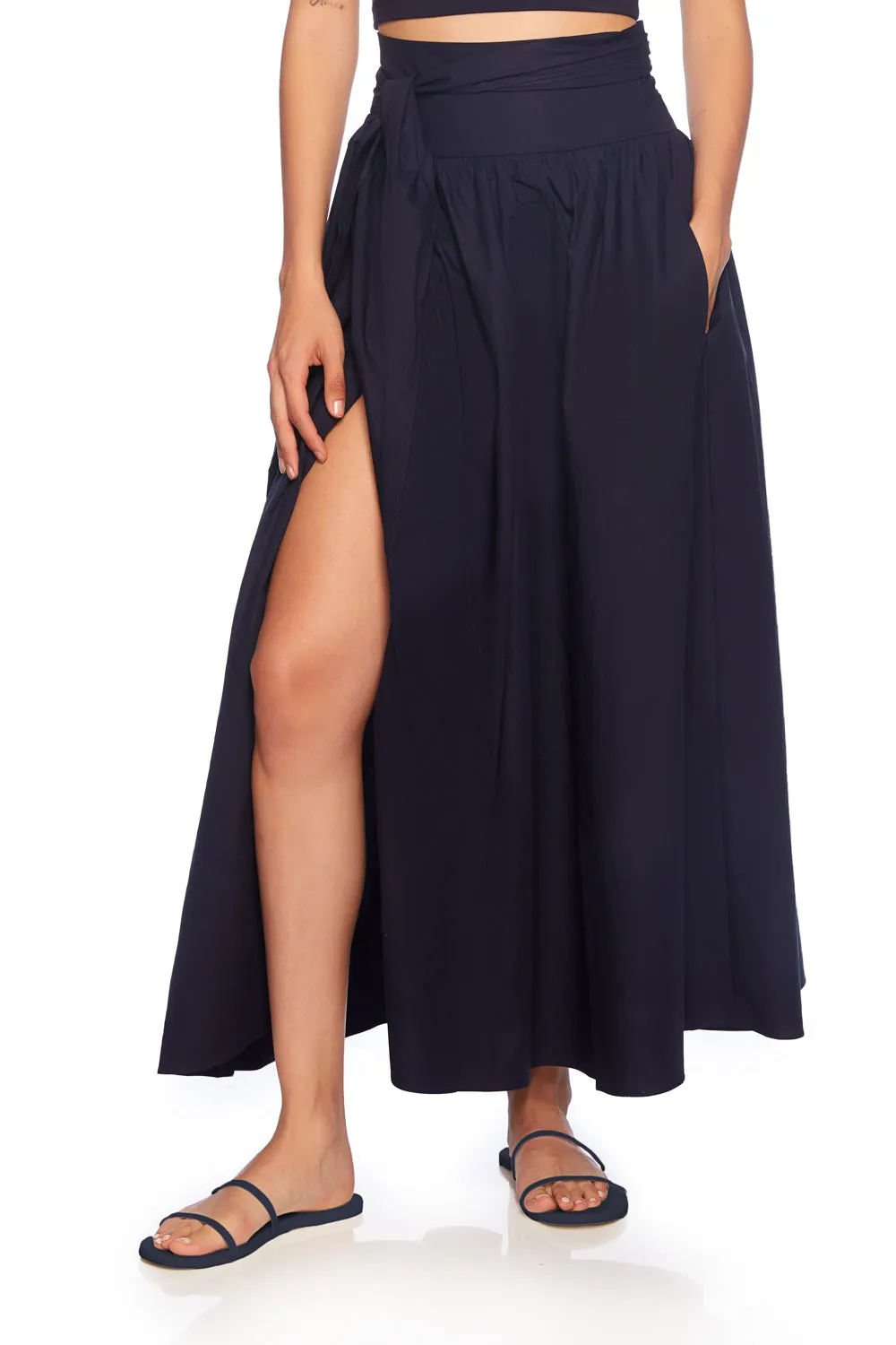 poplin wrap skirt