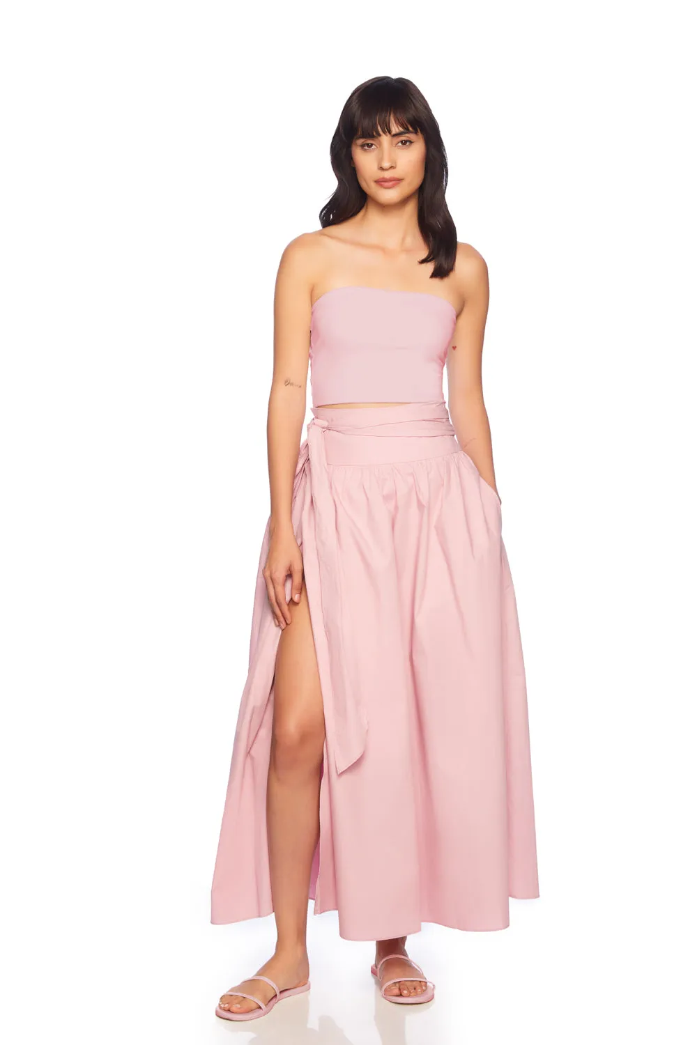 poplin wrap skirt