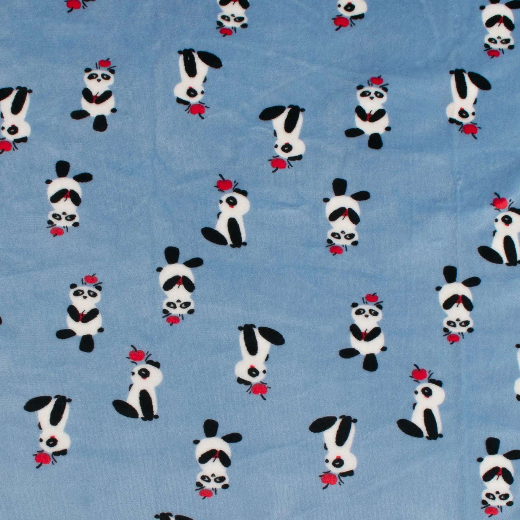 Printed Stretch Velvet Knit - COMFY - Pandas - Blue