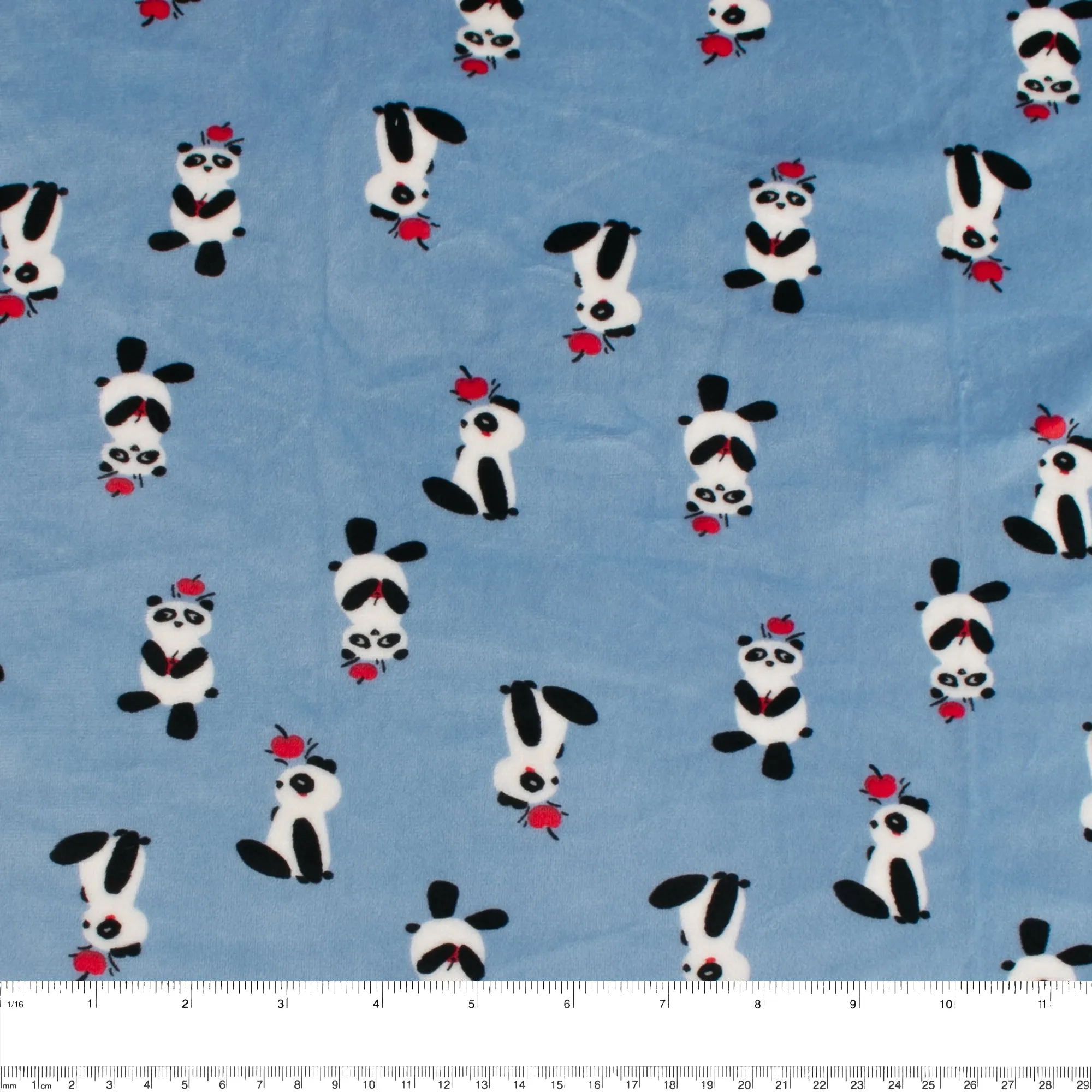 Printed Stretch Velvet Knit - COMFY - Pandas - Blue
