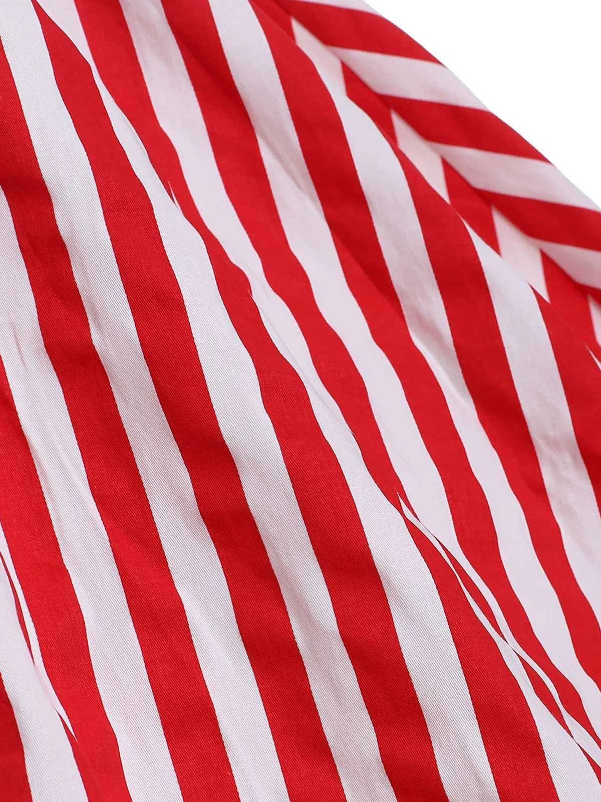 Red 1950s Patchwork Stripe Swing Dress