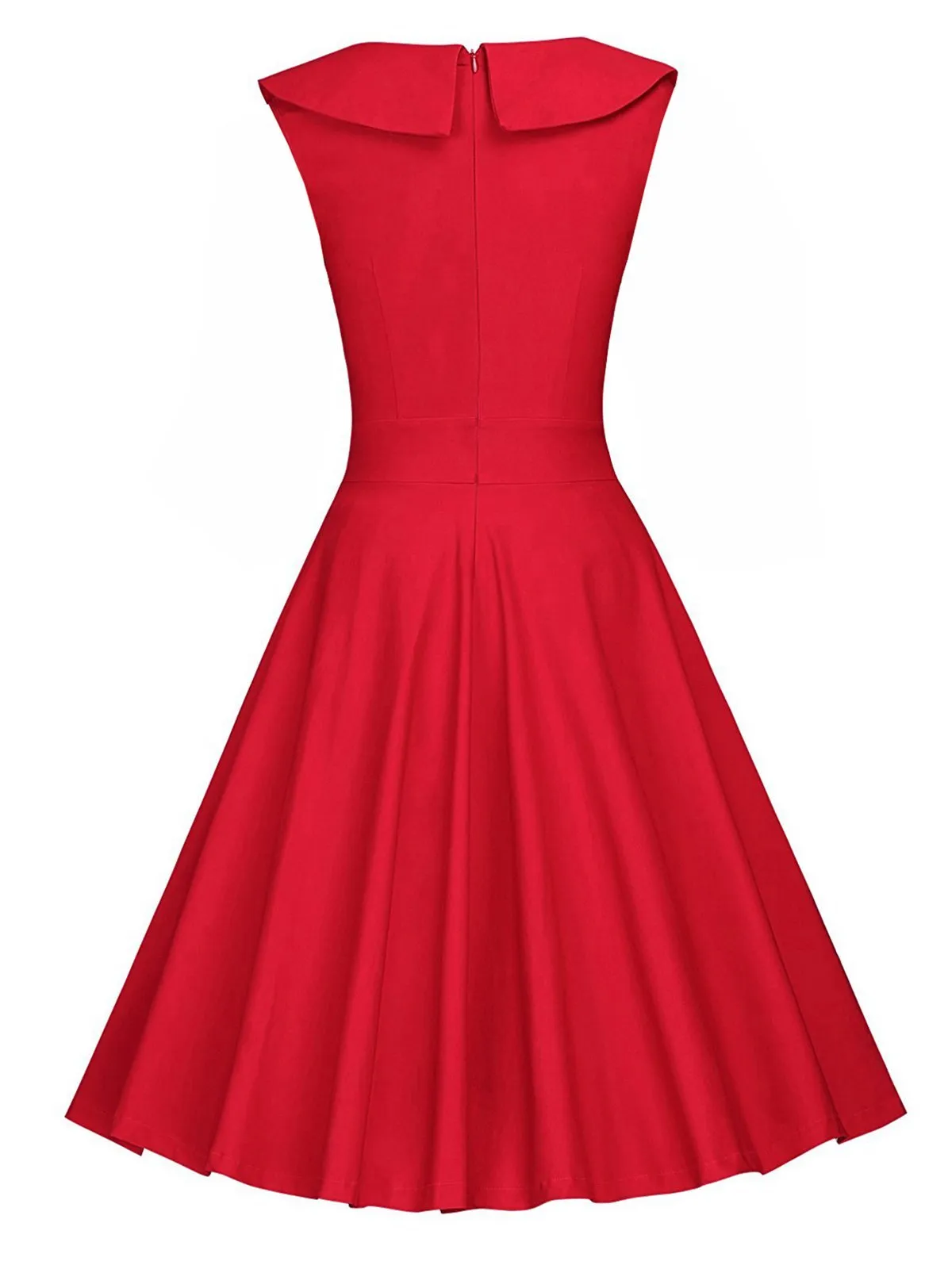Red 1950s Polka Dot Patchwork Swing Dress