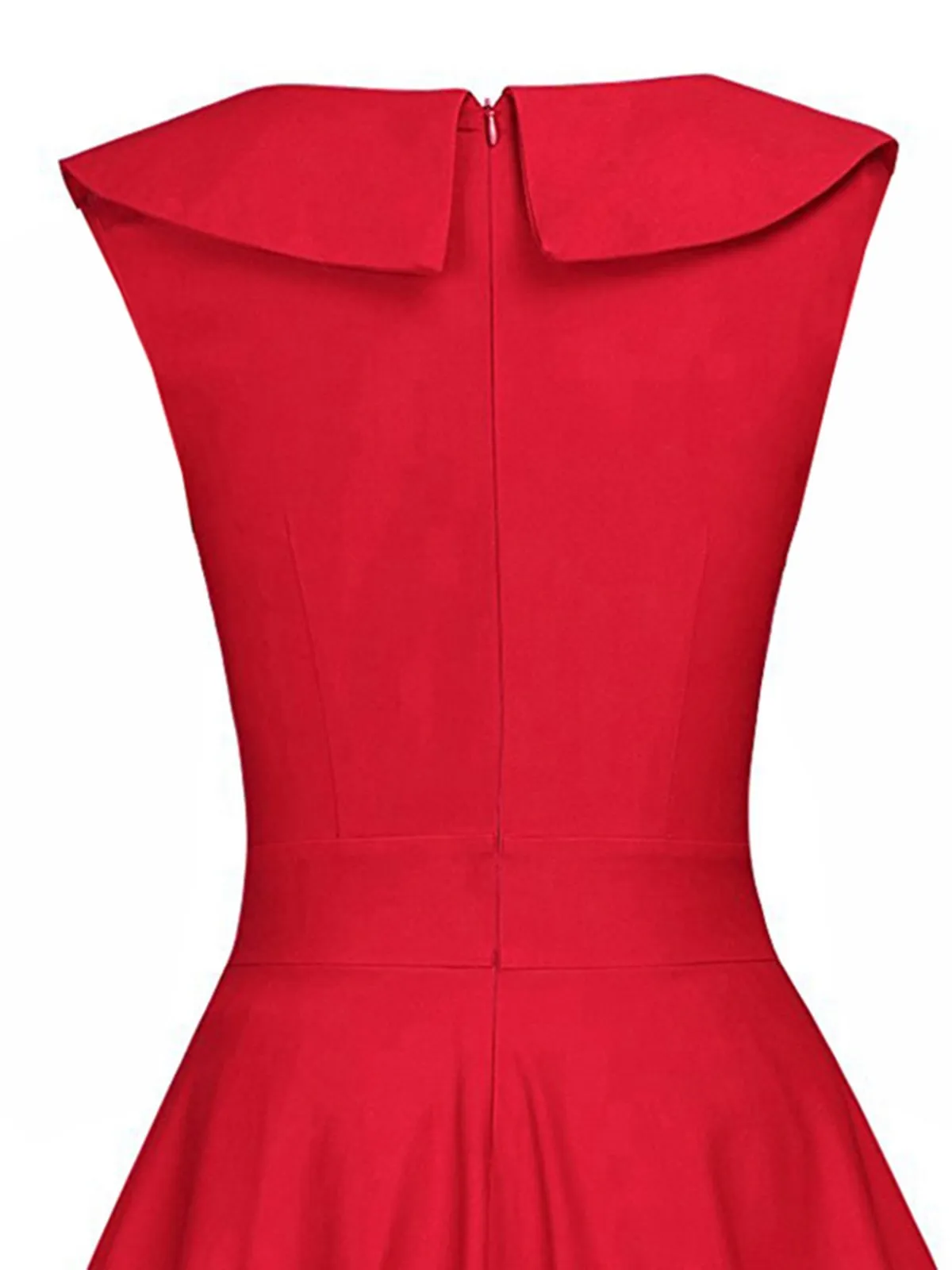 Red 1950s Polka Dot Patchwork Swing Dress
