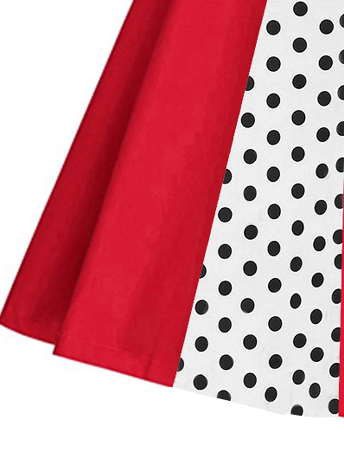 Red 1950s Polka Dot Patchwork Swing Dress