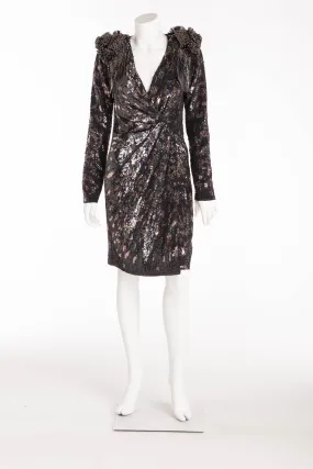 Roberto Cavalli - Black and Brown Dress with Heavily Beaded Shoulders - IT 42