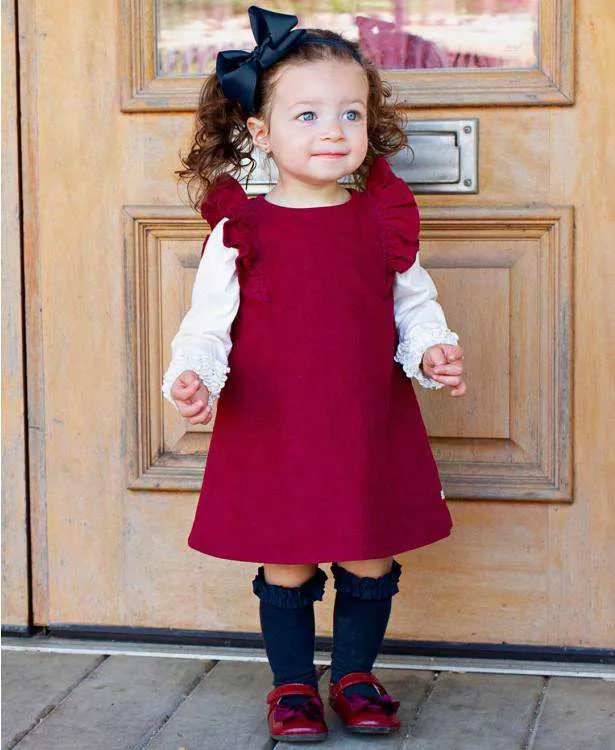 RuffleButts ~ Ivory Ruffled Long Sleeve Layering Tee