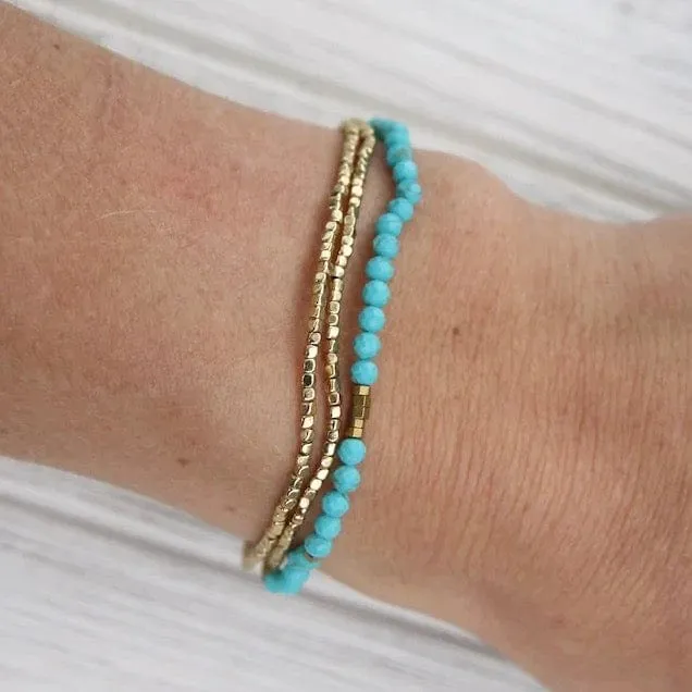 Scout Delicate Turquoise and Gold Wrap Bracelet and Necklace