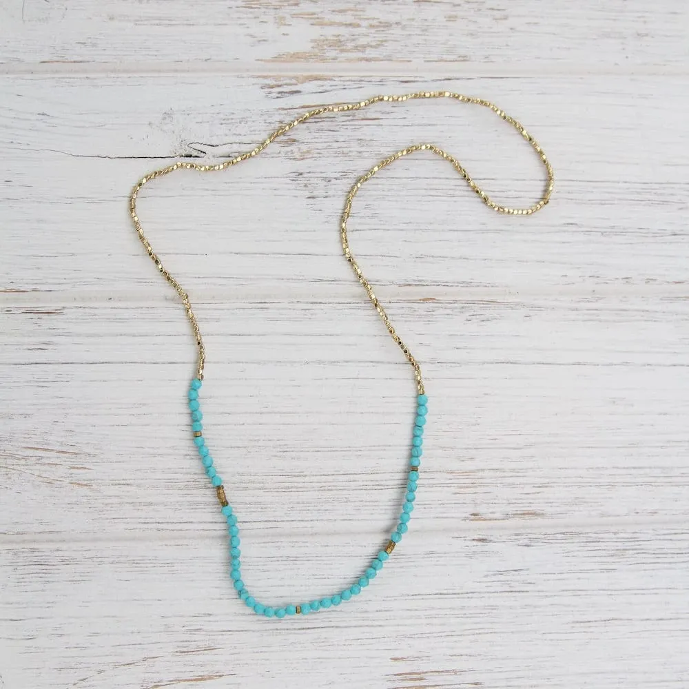 Scout Delicate Turquoise and Gold Wrap Bracelet and Necklace