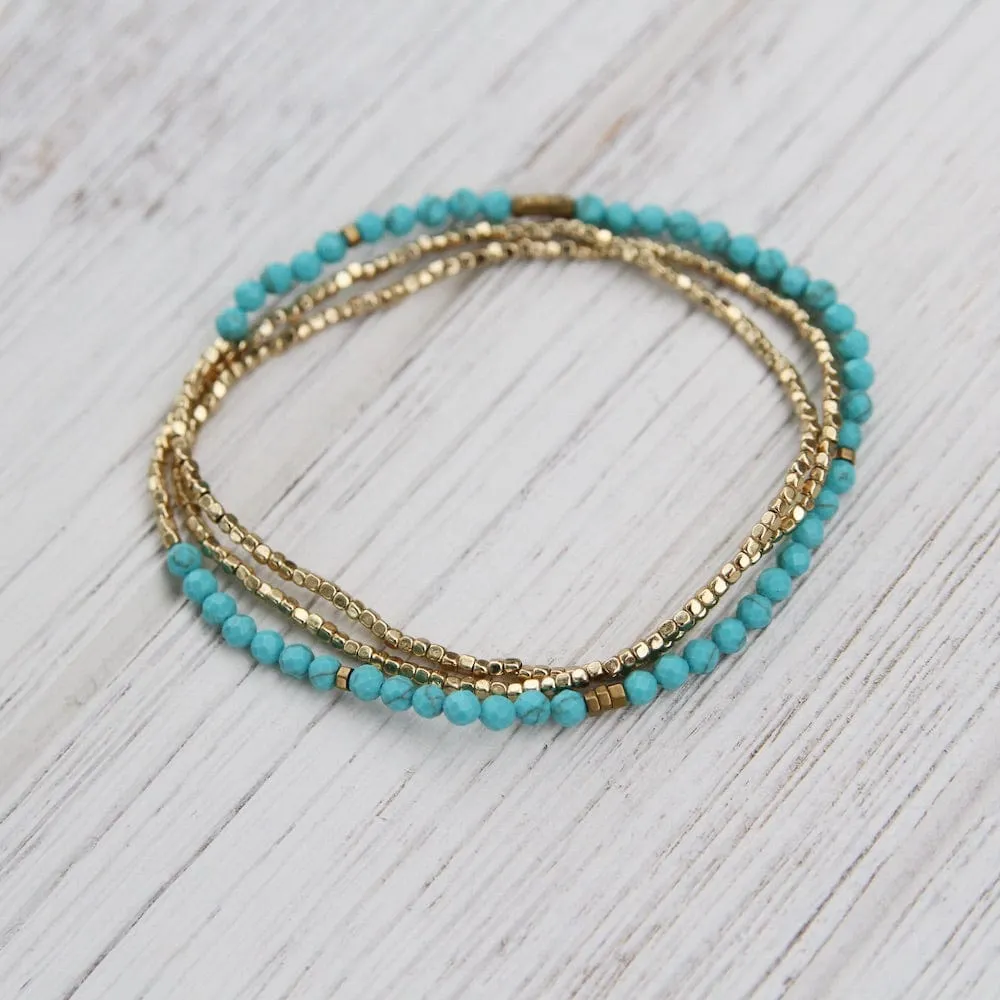 Scout Delicate Turquoise and Gold Wrap Bracelet and Necklace