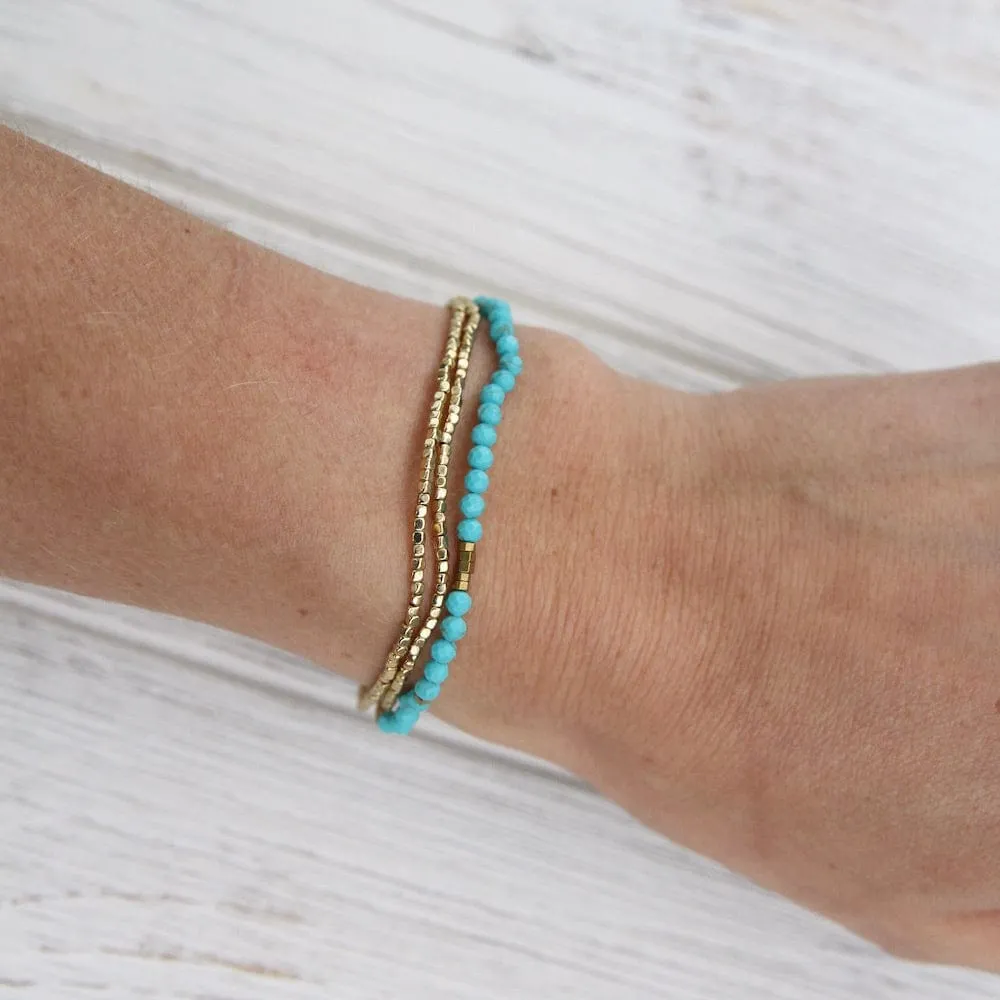Scout Delicate Turquoise and Gold Wrap Bracelet and Necklace
