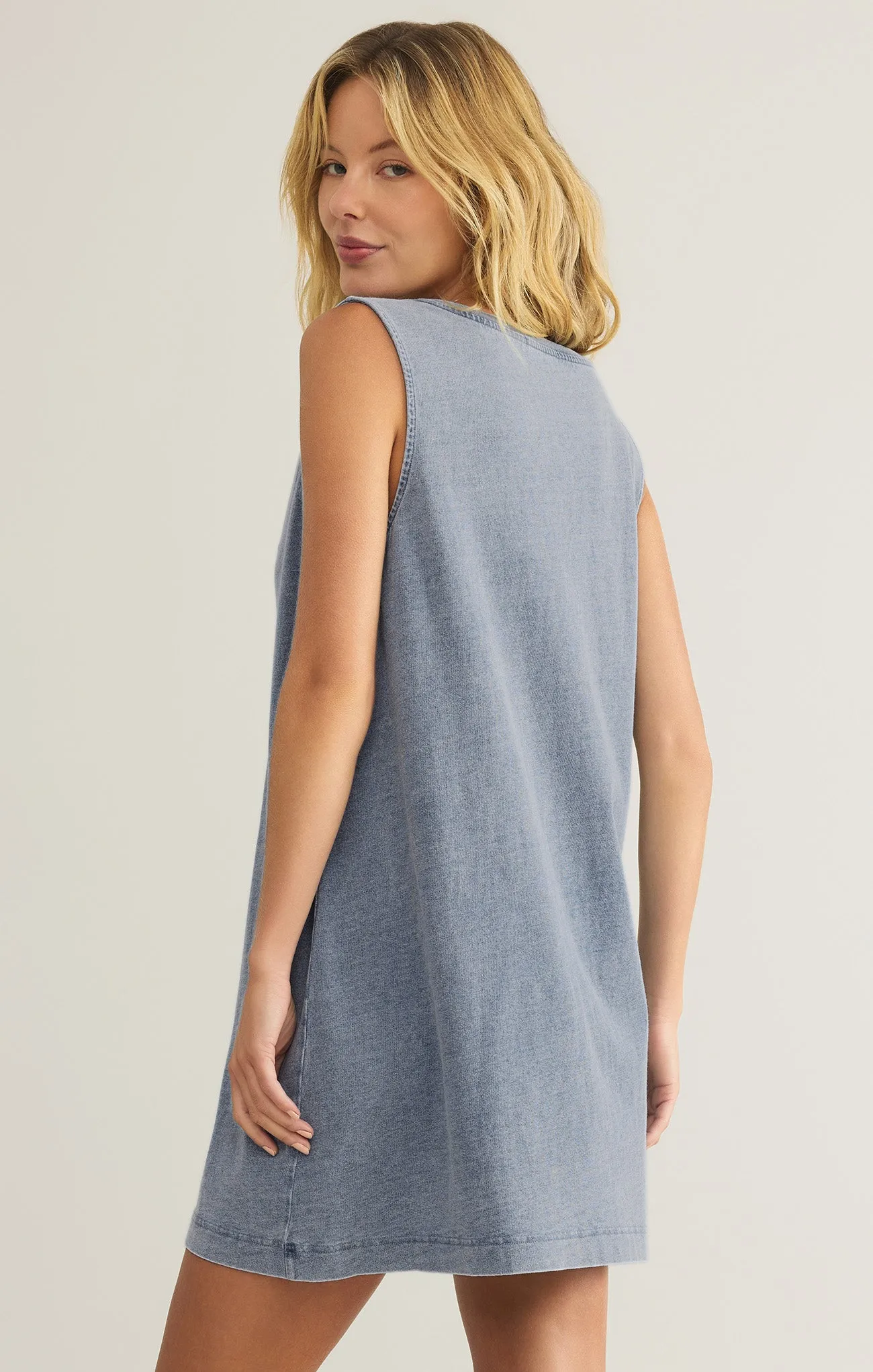 Sloane V-Neck Jersey Denim Mini Dress