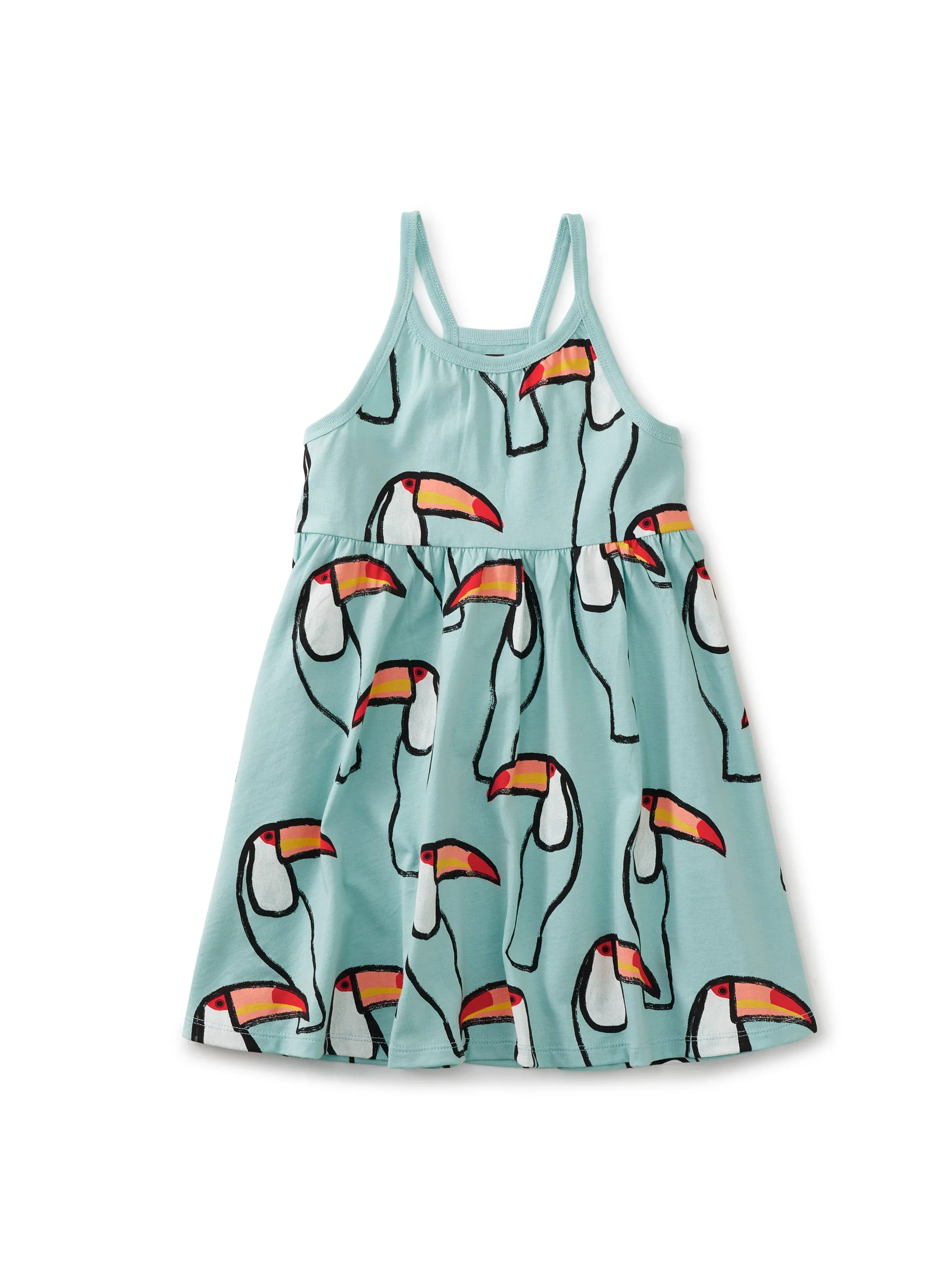 Spaghetti Strap Trapeze Dress - Toucans in Mint