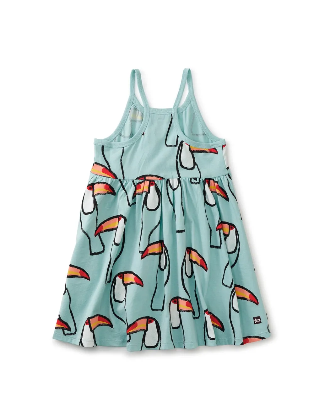 Spaghetti Strap Trapeze Dress - Toucans in Mint