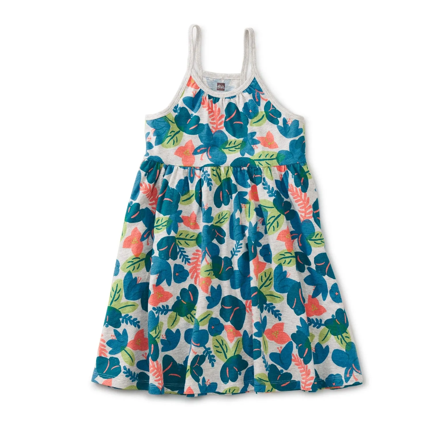 Spaghetti Strap Trapeze Dress: Tropical Hibiscus