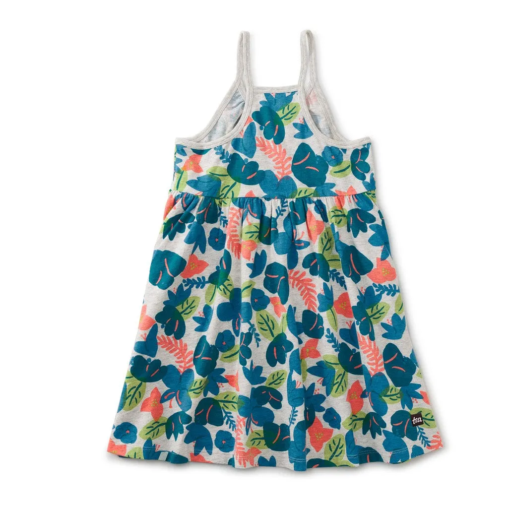 Spaghetti Strap Trapeze Dress: Tropical Hibiscus