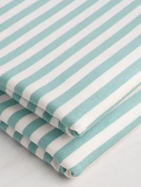 Stripe EcoVero Rayon Spandex Jersey Knit - Light Teal   Cream