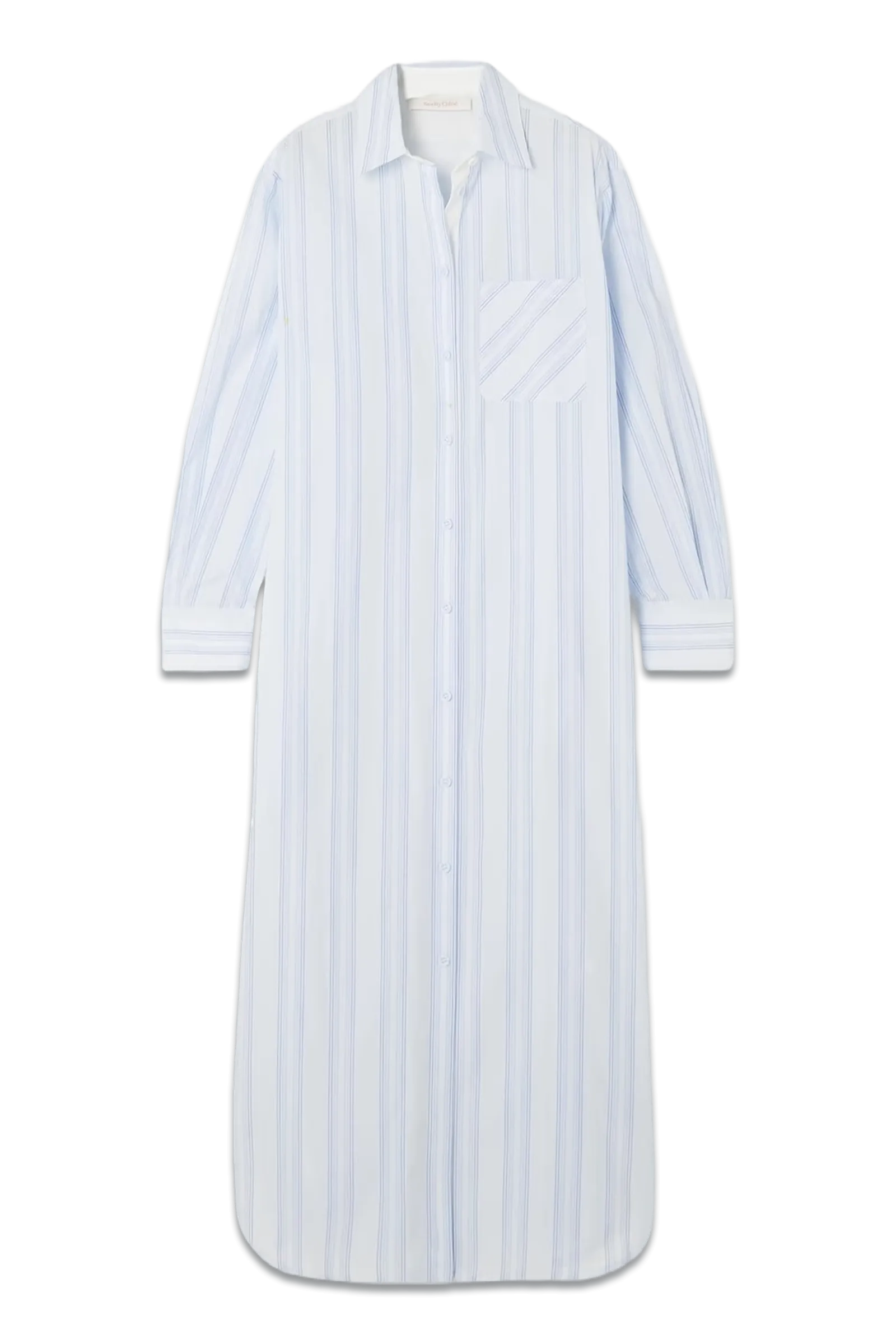 Striped Cotton-Poplin Midi Shirt Dress