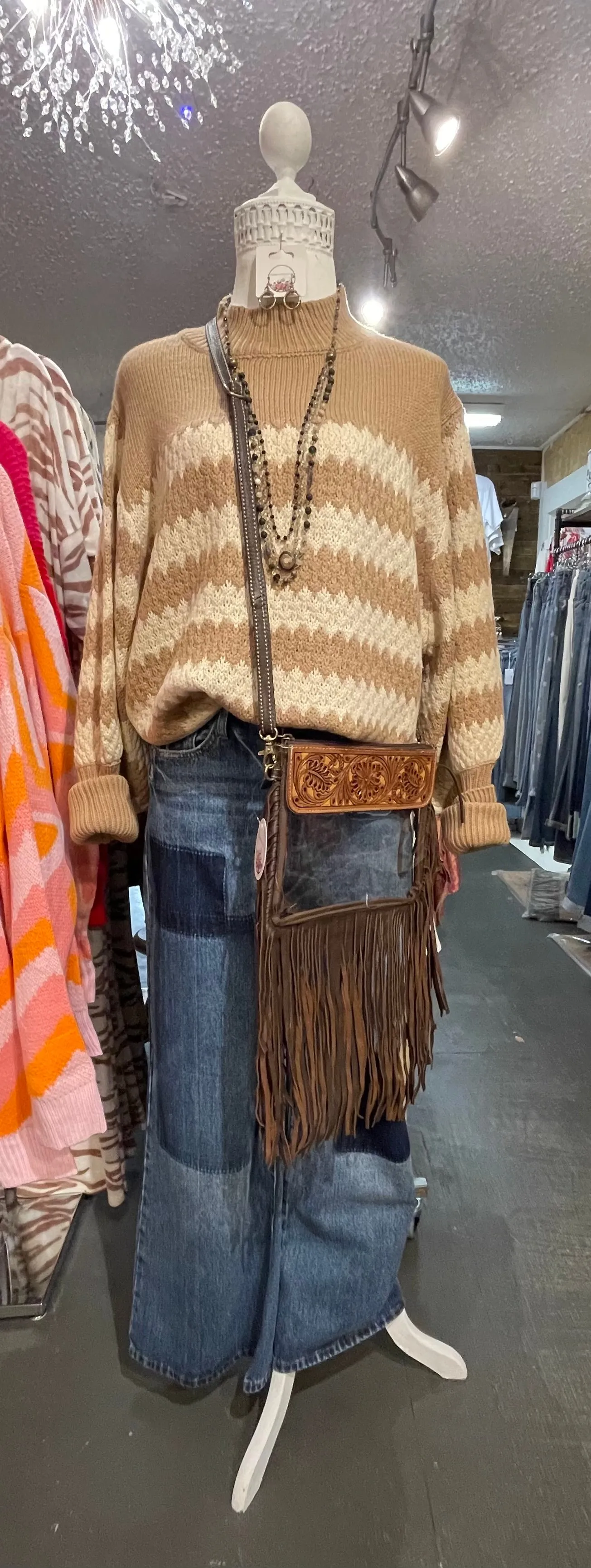 Striped Sweater Taupe/Ivory