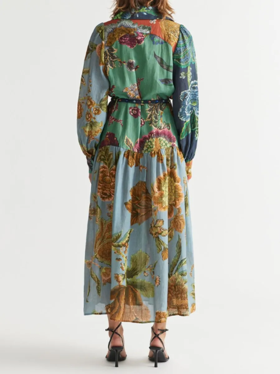 The Romantic Printed Midi Shirt Dress