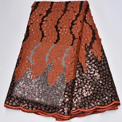 Tossi Laser Cut Beaded Lace Sequin French Net Wedding Fabric 5 Yards