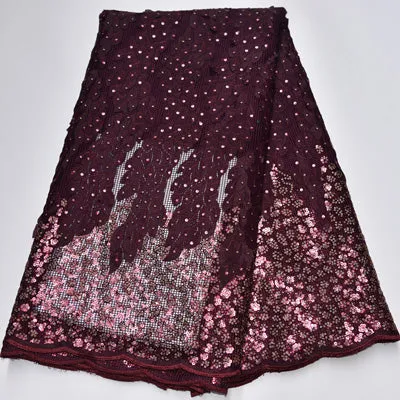 Tossi Laser Cut Beaded Lace Sequin French Net Wedding Fabric 5 Yards