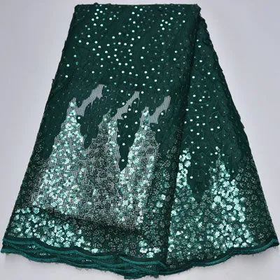 Tossi Laser Cut Beaded Lace Sequin French Net Wedding Fabric 5 Yards